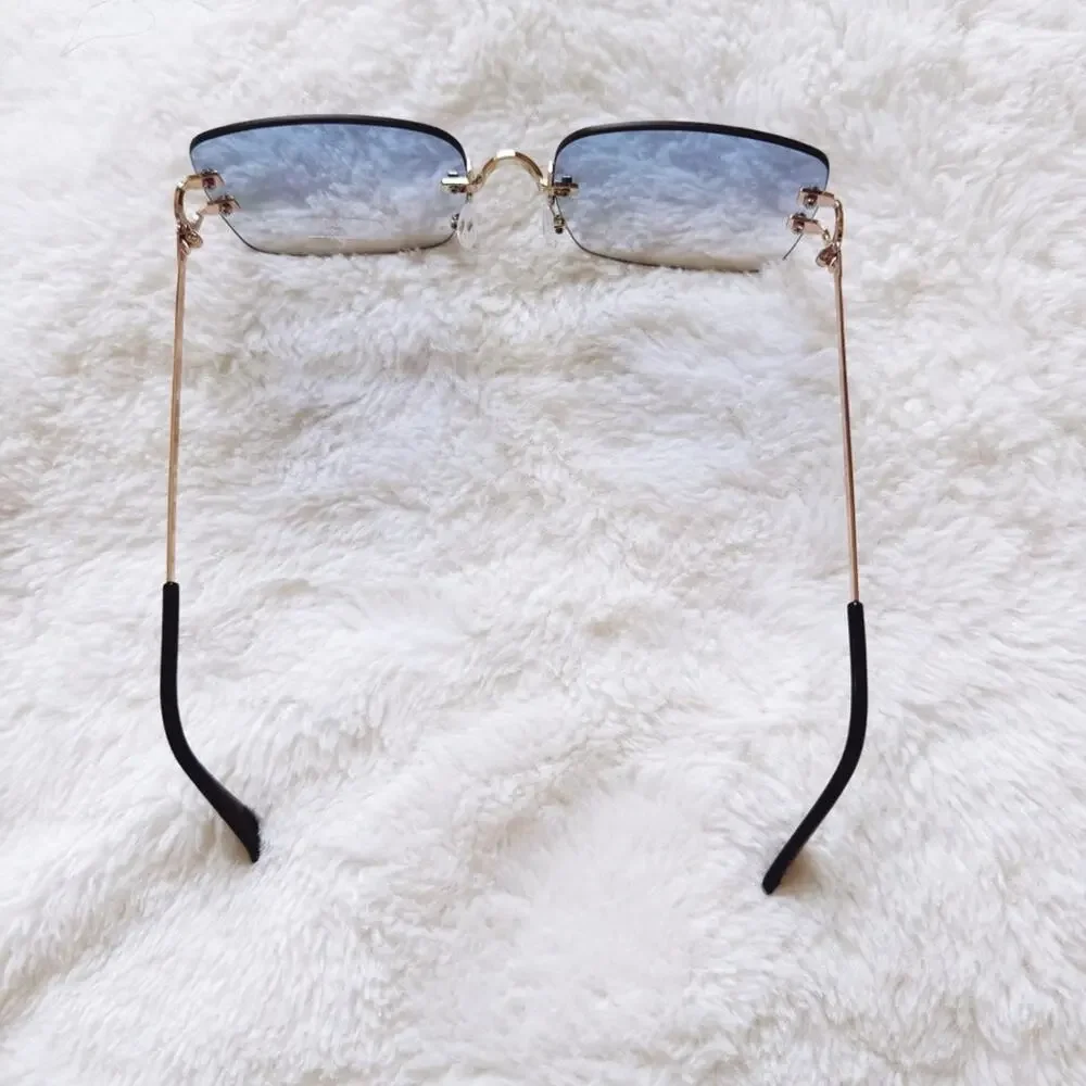Laurel Clear Blue Rimless Sleek Sunglasses - Picture 8 of 11